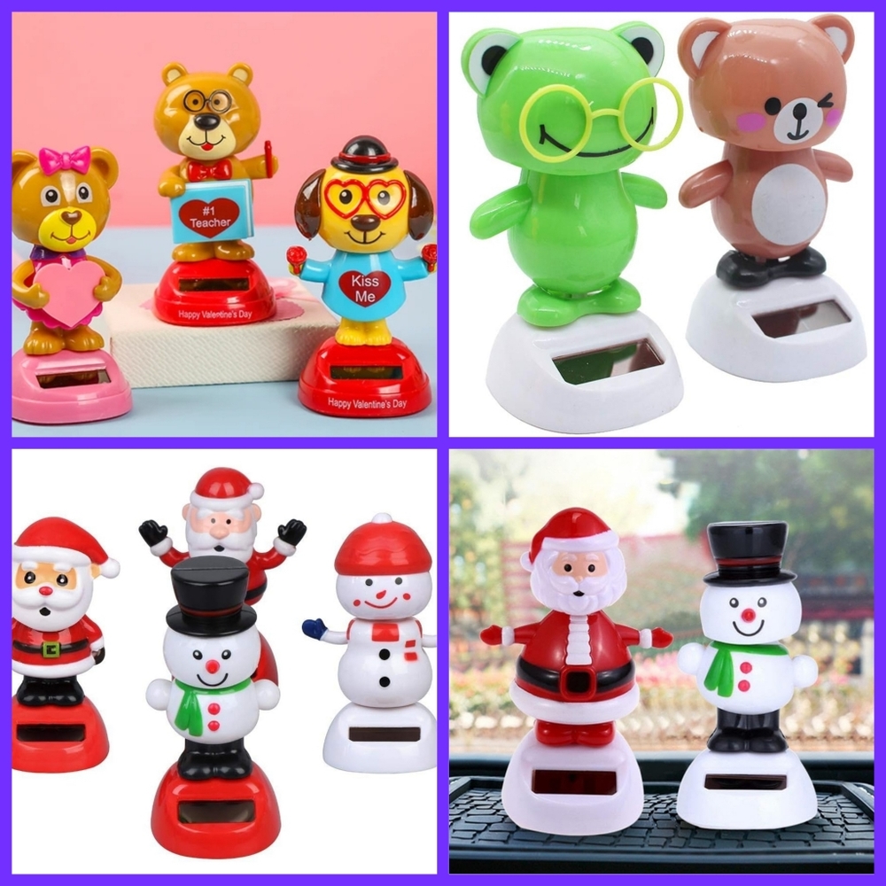 8-Assorted Solar-Powered Dancing Figurines-Halloween, Thanksgiving & Christmas